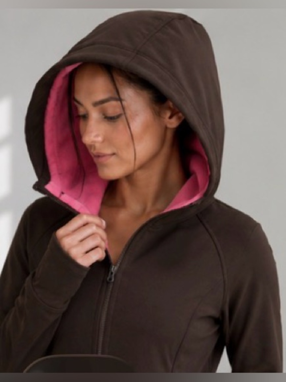 Lululemon Fleece Lined Hooded Jacket Long Brown Pink Lining Size 6 NWOT - Picture 3 of 16